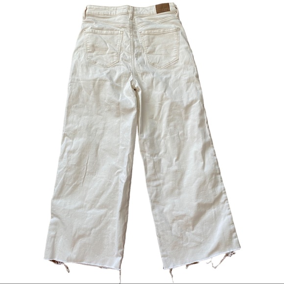 American Eagle White Wide Leg Cropped Jeans 4 Tall - Picture 6 of 10